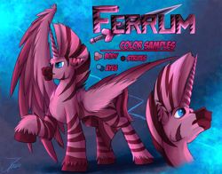 Size: 1500x1174 | Tagged: safe, artist:jamescorck, derpibooru import, oc, oc:ferrum, zebra, zebracorn, male, quadrupedal, solo