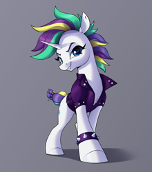 Size: 2290x2600 | Tagged: safe, artist:aquaticvibes, derpibooru import, rarity, pony, unicorn, it isn't the mane thing about you, alternate hairstyle, high res, punk, raripunk, solo