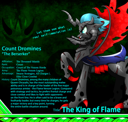 Size: 2340x2234 | Tagged: safe, artist:questionmarkdragon, derpibooru import, oc, oc only, changeling, changeling queen, changeling queen oc, male, parent:queen chrysalis, red changeling, smiling, solo, story included