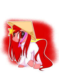 Size: 720x960 | Tagged: safe, artist:diniarvegafinahar, derpibooru import, earth pony, pony, asian conical hat, female, hat, mare, nation ponies, ponified, simple background, solo, species swap, stars, vietnam, white background