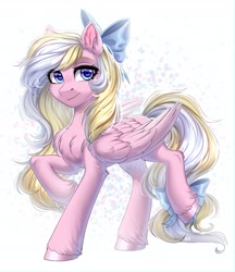 Size: 2765x3198 | Tagged: safe, artist:hakaina, derpibooru import, oc, oc only, oc:bay breeze, pegasus, pony, bow, chest fluff, ear fluff, ears, hair bow, solo