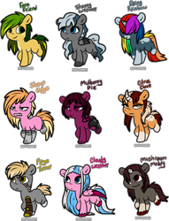 Size: 2734x3583 | Tagged: safe, artist:sexygoatgod, derpibooru import, oc, oc only, earth pony, pegasus, pony, unicorn, adoptable, chibi, simple background, transparent background