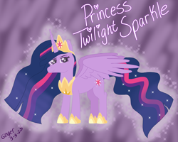 Size: 5000x4000 | Tagged: safe, artist:gingerdemonkitten666, derpibooru import, twilight sparkle, twilight sparkle (alicorn), alicorn, pony, absurd resolution, crown, ethereal mane, ethereal tail, female, jewelry, looking at you, mare, older, older twilight, regalia, solo, tail, wings