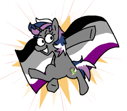 Size: 1488x1305 | Tagged: safe, artist:punkittdev, derpibooru import, oc, oc only, pony, unicorn, asexual pride flag, commission, grin, pose, pride, pride flag, simple background, smiling, solo, white background