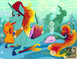 Size: 1024x792 | Tagged: safe, artist:adhiguna, artist:johnathon-matthews, derpibooru import, oc, oc:pari, genie pony, hybrid, merpony, seapony (g4), bubble, coral, crack ship offspring, crepuscular rays, deviantart watermark, digital art, dorsal fin, fin, fins, fish tail, flowing mane, flowing tail, genie, horn, jewelry, kelp, looking at you, mermay, obtrusive watermark, ocean, offspring, personal watermark, peytral, sand, seaponified, seaweed, show accurate, smiling, smiling at you, solo, species swap, sunlight, swimming, tail, underwater, unicorn horn, water, watermark