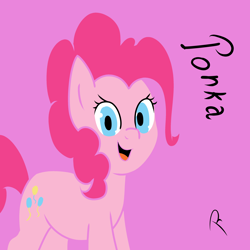 Size: 3000x3000 | Tagged: safe, artist:reinbou, derpibooru import, pinkie pie, earth pony, pony, ibispaint x, looking at you, simple background, solo