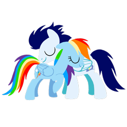 Size: 1099x1099 | Tagged: safe, artist:mlplary6, derpibooru import, rainbow dash, soarin', pegasus, pony, eyes closed, female, hug, male, mare, shipping, simple background, soarindash, stallion, straight, transparent background, vector