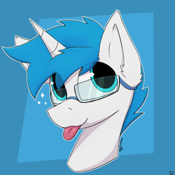 Size: 1500x1500 | Tagged: safe, artist:monycaalot, derpibooru import, oc, oc:nhale, pony, unicorn, gift art, glasses, icon, looking up, solo, tongue, tongue out