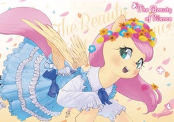 Size: 4071x2871 | Tagged: safe, artist:yanamosuda, derpibooru import, fluttershy, pegasus, pony, clothes, dress, solo