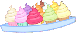 Size: 515x225 | Tagged: safe, artist:pascalmulokozi2, derpibooru import, edit, edited screencap, screencap, cupcake, desert, food, no pony, render