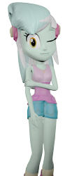 Size: 867x2109 | Tagged: safe, artist:optimussparkle, derpibooru import, lyra heartstrings, equestria girls, 3d, clothes, looking at you, one eye closed, simple background, solo, source filmmaker, transparent background, wink