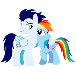 Size: 1099x1099 | Tagged: safe, artist:mlplary6, derpibooru import, rainbow dash, soarin', pegasus, pony, female, hug, looking at each other, looking at someone, male, mare, shipping, simple background, smiling, smiling at each other, soarindash, stallion, straight, transparent background, vector