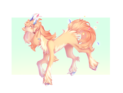 Size: 2828x2121 | Tagged: safe, artist:prettyshinegp, derpibooru import, oc, oc only, pony, abstract background, chest fluff, female, horns, mare, solo, unshorn fetlocks