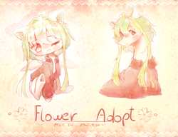 Size: 2797x2144 | Tagged: safe, artist:prettyshinegp, derpibooru import, oc, oc only, oc:flower, pegasus, pony, chibi, clothes, duo, female, mare, one eye closed, pegasus oc, sitting, smiling, wink