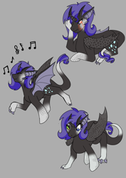 Size: 1000x1414 | Tagged: safe, artist:jolliapplegirl, derpibooru import, oc, oc:permanent rarity, dracony, dragon, hybrid, original species, pony, female, hybrid oc, music notes, not rarity, scales