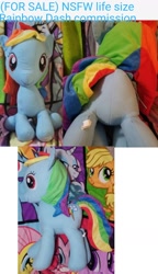 Size: 892x1552 | Tagged: safe, artist:furrysale, derpibooru import, rainbow dash, pegasus, pony, butt, commission, female, life size, mare, plot, plushie, solo, ych example, your character here