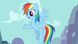 Size: 1280x720 | Tagged: safe, derpibooru import, screencap, rainbow dash, pony, it ain't easy being breezies, solo