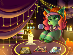 Size: 2000x1500 | Tagged: safe, artist:starcasteclipse, derpibooru import, oc, oc only, unicorn, candle, commission, female, mare, tarot card