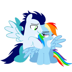 Size: 1099x1099 | Tagged: safe, artist:mlplary6, derpibooru import, rainbow dash, soarin', pegasus, pony, female, hug, looking at each other, looking at someone, love, male, mare, shipping, simple background, sitting, smiling, smiling at each other, soarindash, stallion, straight, transparent background, vector