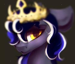 Size: 1225x1049 | Tagged: safe, artist:minckies, derpibooru import, oc, oc only, earth pony, pony, bust, crown, ears, earth pony oc, floppy ears, jewelry, regalia, solo