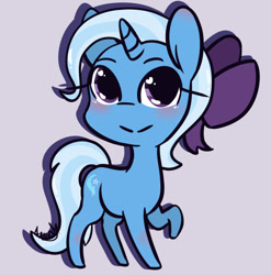 Size: 640x649 | Tagged: safe, artist:lilliesinthegarden, derpibooru import, trixie, unicorn, blushing, bow, female, hair bow, heart, heart eyes, looking at you, mare, simple background, solo, wingding eyes