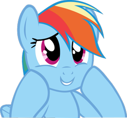 Size: 725x676 | Tagged: safe, artist:retroponybro, derpibooru import, rainbow dash, pegasus, pony, base used, cute, dashabetes, female, mare, reaction image, simple background, smiling, solo, transparent background, vector