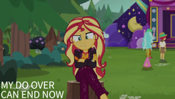 Size: 1920x1080 | Tagged: safe, derpibooru import, edit, edited screencap, editor:quoterific, screencap, lemon zack, paisley, sunset shimmer, better together, equestria girls, sunset's backstage pass!