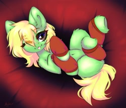 Size: 2614x2237 | Tagged: safe, artist:mysha, derpibooru import, oc, oc only, oc:ashe, earth pony, pony, clothes, cute, female, high res, leg warmers, looking at you, mare, ocbetes, one eye closed, smiling, smiling at you, solo, tongue, tongue out, wink, winking at you