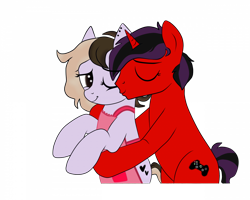 Size: 960x768 | Tagged: safe, artist:amgiwolf, artist:yesic01, derpibooru import, oc, oc only, earth pony, pony, unicorn, apron, clothes, duo, kiss on the cheek, kissing, simple background, transparent background, vector