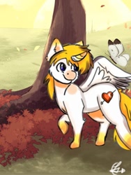 Size: 768x1024 | Tagged: safe, artist:pwicsun, derpibooru import, oc, oc only, oc:kionagdl, alicorn, butterfly, solo, tree