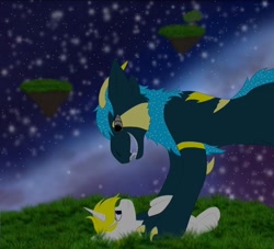 Size: 1280x1160 | Tagged: safe, artist:kionagdl, derpibooru import, oc, oc:kionagdl, alicorn, pony, floating island, night, stars