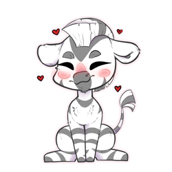 Size: 2048x2048 | Tagged: safe, artist:jaylie, derpibooru import, oc, oc only, oc:xephos, zebra, blushing, facial hair, happy, heart, male, simple background, sitting, stallion, transparent background