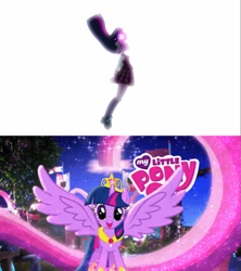 Size: 1253x1412 | Tagged: safe, derpibooru import, sci-twi, twilight sparkle, twilight sparkle (alicorn), alicorn, pony, equestria girls, friendship games, magical mystery cure, alternate scenario, big crown thingy, clothes, crystal prep academy uniform, element of magic, female, jewelry, long socks, magical mystery cure 10th anniversary, mare, regalia, school uniform, spread wings, transformation, wings