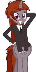 Size: 1000x2000 | Tagged: safe, artist:razoruniboop, derpibooru import, edit, oc, oc only, oc:funny jo, alicorn, centaur, taur, equestria girls, alitaur, arm behind head, blushing, business suit, centaur oc, clothes, female, four arms, grin, hand on hip, hands in front of body, heterochromia, horn, necktie, proud, simple background, smiling, solo, transparent background, wat, wings