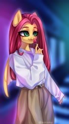 Size: 1860x3333 | Tagged: safe, artist:02vxmp, artist:minchyseok, derpibooru import, fluttershy, anthro, pegasus, candy, clothes, draw this in your style, dtiys, female, food, lollipop, solo