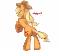 Size: 3465x3000 | Tagged: safe, artist:02vxmp, artist:minchyseok, derpibooru import, applejack, earth pony, pony, butt, female, plot, simple background, solo, underhoof, white background