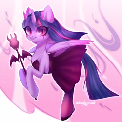 Size: 3000x3000 | Tagged: safe, artist:02vxmp, artist:minchyseok, derpibooru import, twilight sparkle, twilight sparkle (alicorn), alicorn, pony, clothes, costume, devil, dress, female, slit eyes, solo