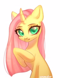 Size: 2222x2904 | Tagged: safe, artist:02vxmp, artist:minchyseok, derpibooru import, fluttershy, pony, unicorn, female, race swap, solo, unicorn fluttershy