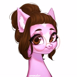 Size: 3000x3000 | Tagged: safe, artist:02vxmp, artist:minchyseok, derpibooru import, oc, oc only, pony, bust, commission, female, glasses, portrait, simple background, white background