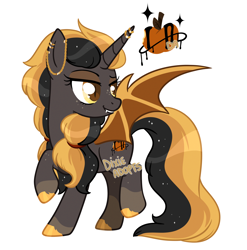 Size: 2000x2025 | Tagged: safe, artist:dixieadopts, derpibooru import, oc, oc only, oc:shadow apple, bat pony, pony, female, mare, offspring, parent:applejack, parent:king sombra, parents:sombrajack, simple background, solo, transparent background