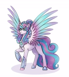 Size: 3663x4096 | Tagged: safe, artist:yutailaarts, derpibooru import, princess flurry heart, alicorn, pony, female, jewelry, older, older flurry heart, regalia, simple background, solo, spread wings, white background, wings