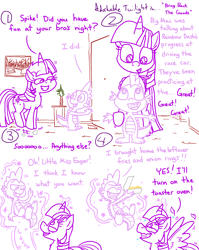 Size: 4779x6013 | Tagged: safe, artist:adorkabletwilightandfriends, derpibooru import, spike, twilight sparkle, twilight sparkle (alicorn), alicorn, dragon, pony, comic:adorkable twilight and friends, adorkable, adorkable twilight, box, character development, comic, cute, cute little fangs, door, dork, dust cloud, excited, family, fangs, feather, female, food, french fries, happy, hug, jumping, leftovers, lifting, looking down, looking up, love, magic, male, mama twilight, mare, onion, onion rings, spikabetes, spikelove, sweet dreams fuel, twiabetes, vase, wings