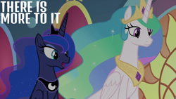 Size: 1920x1080 | Tagged: safe, derpibooru import, edit, edited screencap, editor:quoterific, screencap, princess celestia, princess luna, alicorn, pony, the beginning of the end, duo, duo female, female, mare, royal sisters, siblings, sisters