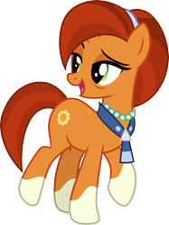 Size: 3000x4019 | Tagged: safe, artist:cloudy glow, derpibooru import, stellar flare, earth pony, pony, the parent map, .ai available, coat markings, female, headband, jewelry, mare, milf, necklace, open mouth, raised hoof, raised leg, simple background, socks (coat marking), solo, transparent background, vector