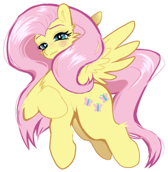 Size: 739x755 | Tagged: safe, artist:k4mi_kazeee3, derpibooru import, fluttershy, pegasus, pony, blushing, cheek fluff, chest fluff, female, looking at you, simple background, solo, spread wings, three quarter view, transparent background, wings