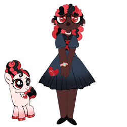 Size: 2048x2048 | Tagged: safe, derpibooru import, oc, anthro, earth pony, human, insect, ladybug, pony, equestria girls, black dress, bracelet, clothes, colt, cute, dress, female, filly, foal, grin, human coloration, humanized, jewelry, male, necklace, nervous, nervous grin, photo, poof, poofy mane, shoes, shy, smiling, sweet