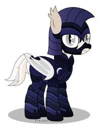 Size: 4631x5720 | Tagged: safe, artist:suramii, derpibooru import, oc, oc:cuddy, bat pony, pony, armor, female, mare, simple background, solo, transparent background