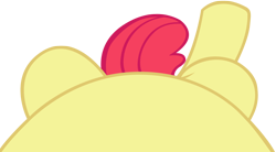 Size: 4096x2268 | Tagged: safe, artist:charleston-and-itchy, derpibooru import, edit, editor:oathcharm, apple bloom, earth pony, pony, belly, female, female pov, filly, foal, lying down, lying down meme, meme, offscreen character, offscreen female, on back, perspective, pictures of bellies, pov, simple background, solo, transparent background