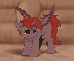 Size: 2835x2330 | Tagged: safe, alternate version, artist:dorkmark, derpibooru import, oc, oc only, oc:hardy, alicorn, pony, alicorn oc, arched back, behaving like a cat, chest fluff, chibi, colored wings, cute, ear fluff, ears, horn, male, ocbetes, solo, stallion, wings