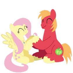 Size: 1099x1099 | Tagged: safe, artist:mlplary6, derpibooru import, big macintosh, fluttershy, earth pony, pegasus, pony, eyes closed, female, fluttermac, holding hooves, love, male, mare, shipping, simple background, sitting, smiling, stallion, straight, transparent background, vector